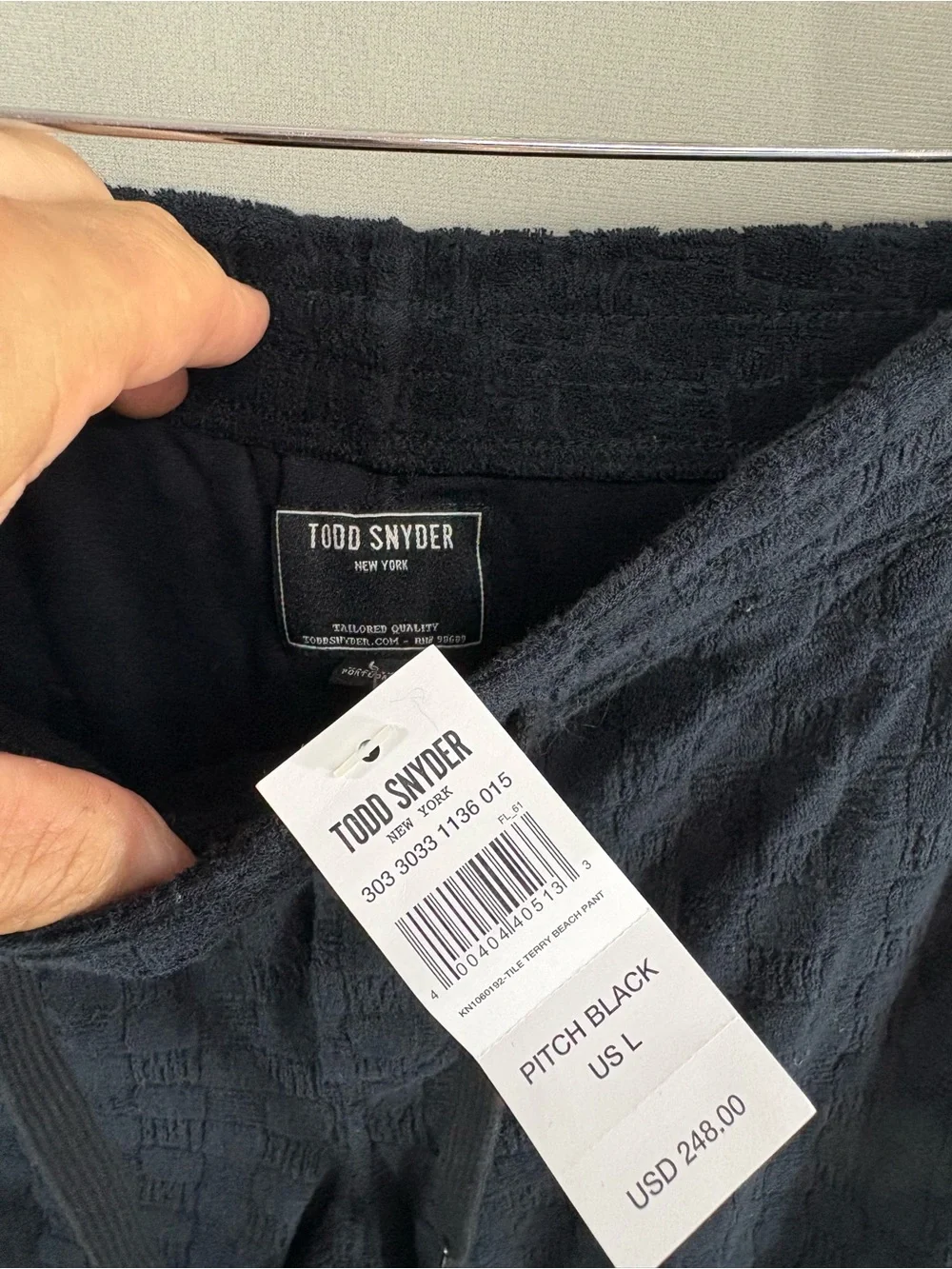 Todd Snyder Men Terry Beach SweetPant Size L Black Cotton Comfy Relaxed Nwt